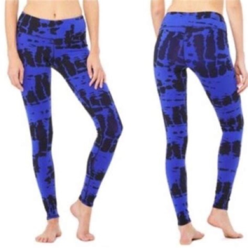 ALO Yoga Tie Dye Airbrush Blue and Black Legging XS